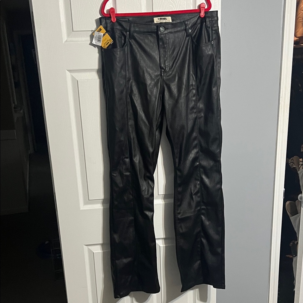 Rock & Roll Cowgirl Black Leather Pants - 36 inseam